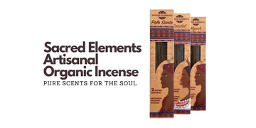 Three variety boxes of Sacred Elements Artisanal Organic Incense, showcasing different organic scents for spiritual enrichment