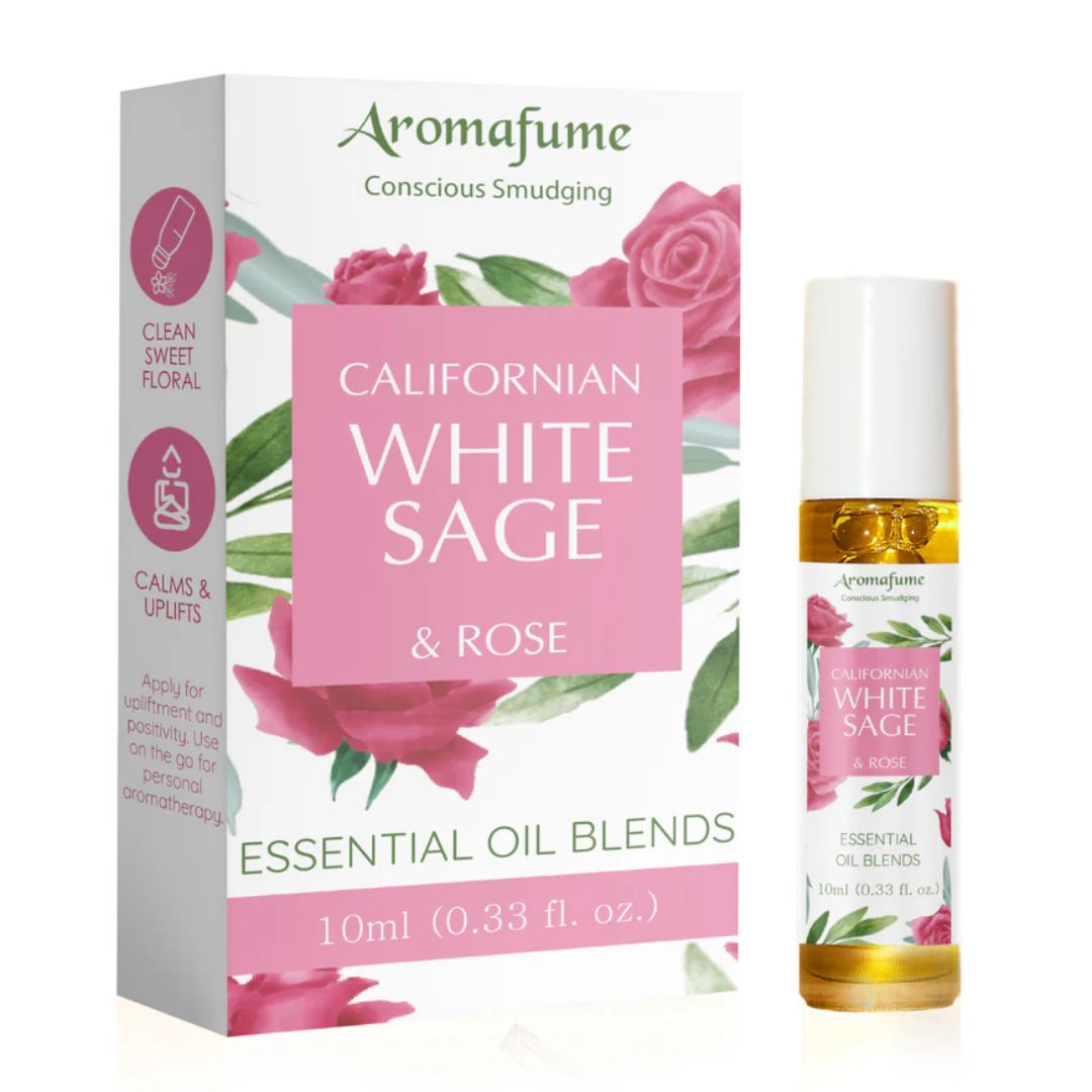 Aromafume White Sage & Rose roll-on oil bottle