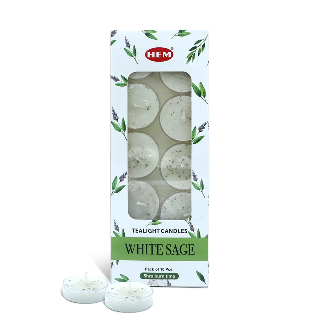 HEM White Sage Tealight Candle (10 Pack)