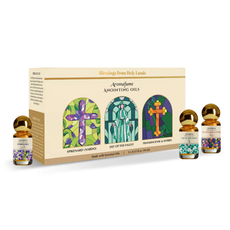 Aromafume Frankincense & Myrrh, Lily of the Valley, Spikenard Anointing Oils Gift Set