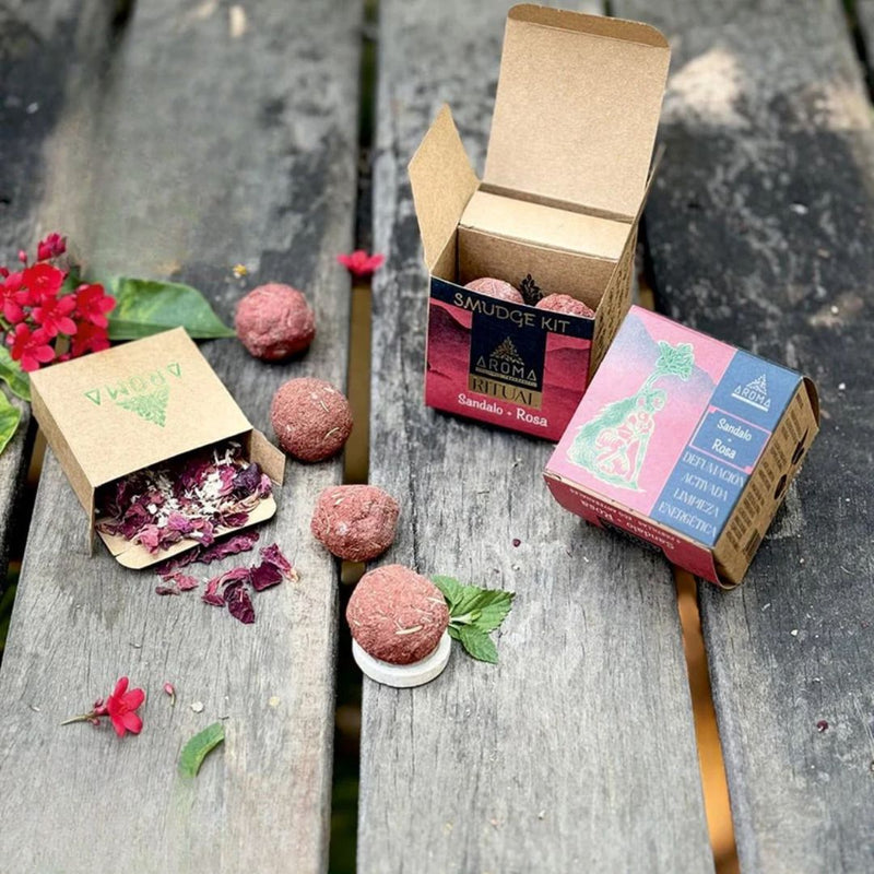 Aroma Ritual Incense Smudge Balls Kit – Sandalwood & Rose