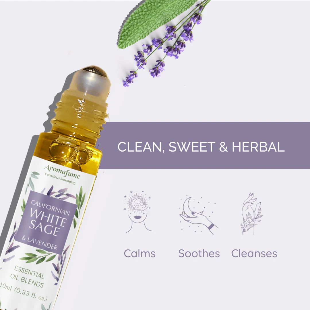 Aromafume White Sage & Lavender roll‑on oil bottle