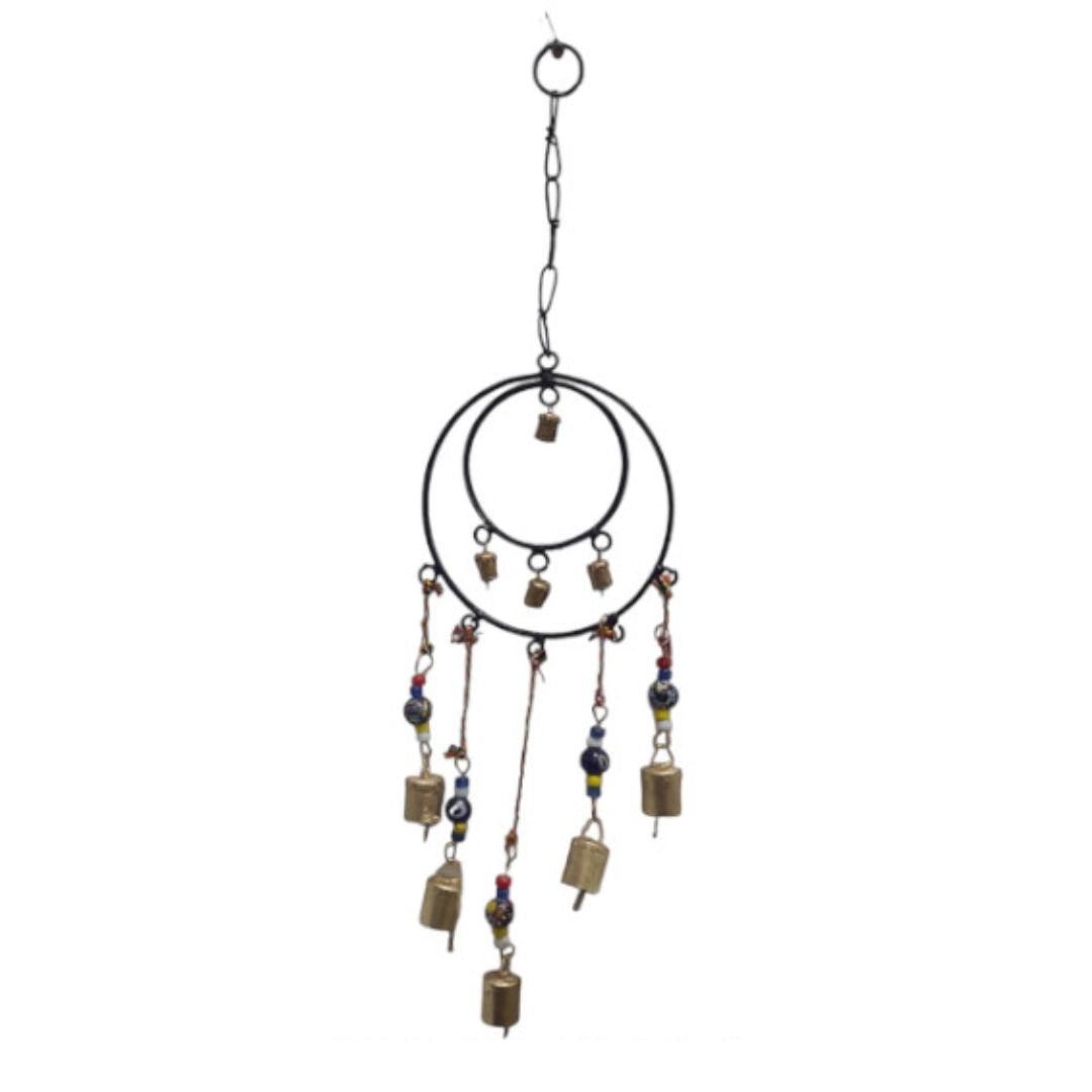 Hanging Metal Circles with Bells & Beads