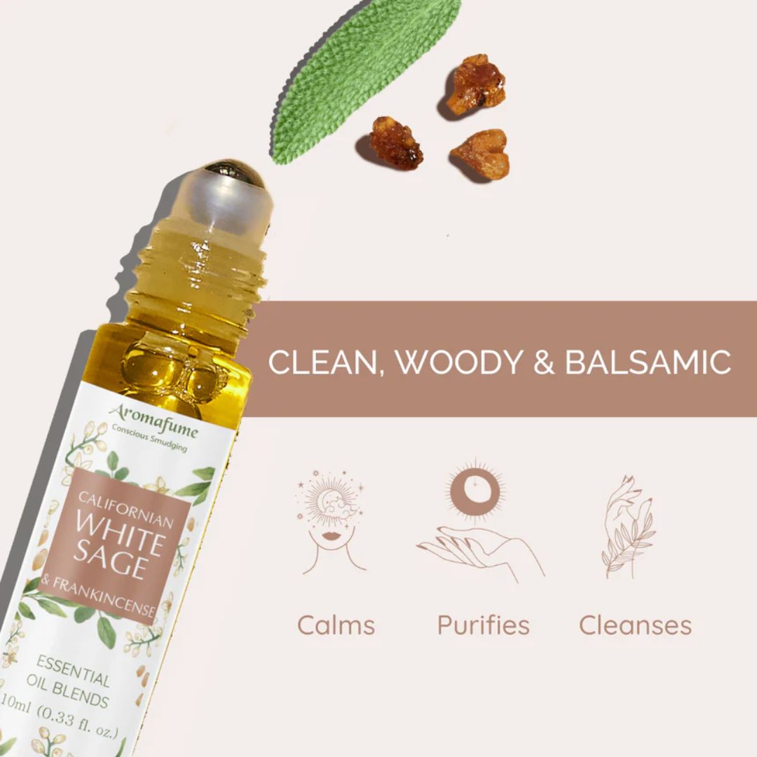 Aromafume White Sage & Frankincense roll‑on oil bottle