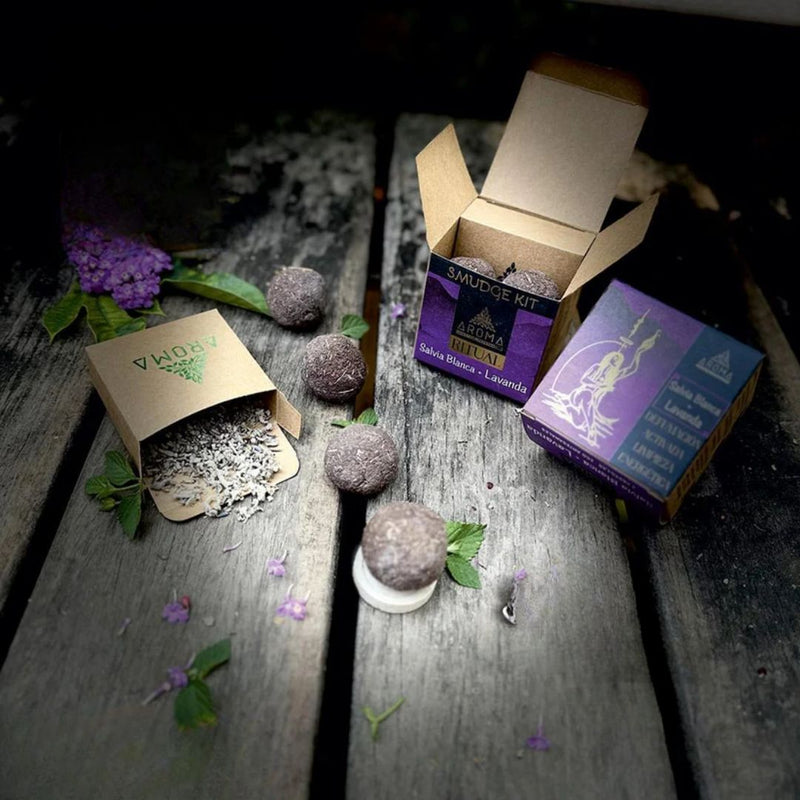 Aroma Ritual Incense Smudge Balls Kit – White Sage & Lavender