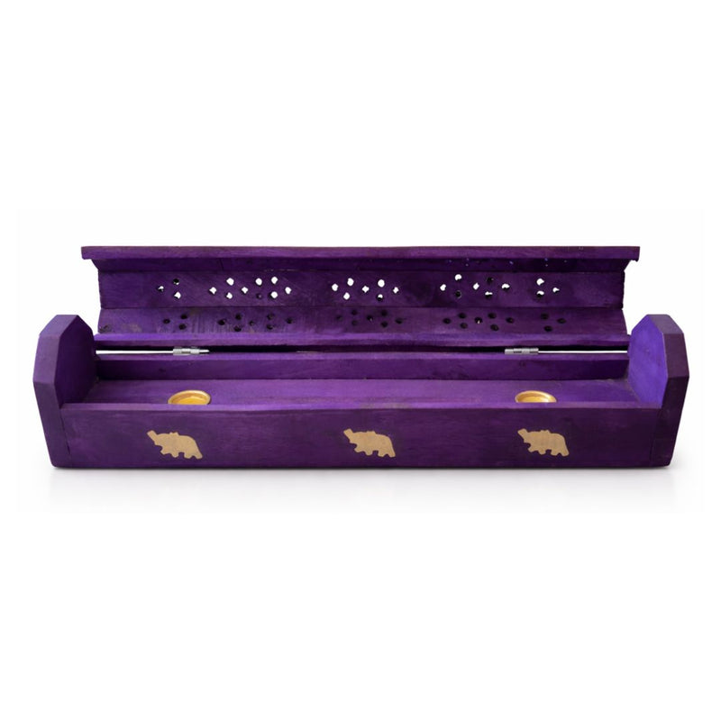 Purple Elephant Ash Catcher Box – Wooden Incense Holder