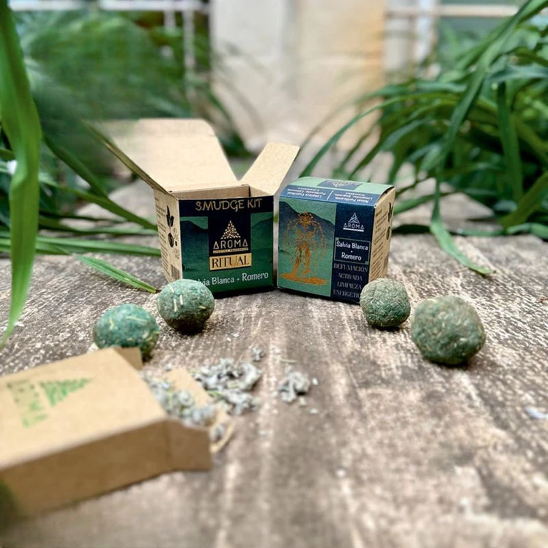 Aroma Ritual Incense Smudge Balls Kit – White Sage & Rosemary