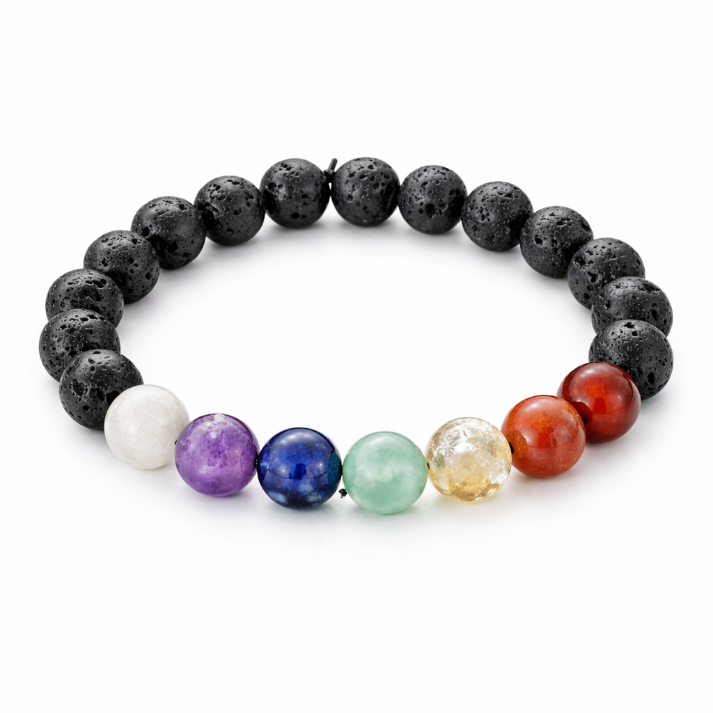 7 Chakra Lava Stone Bracelet – Natural Gemstones SA