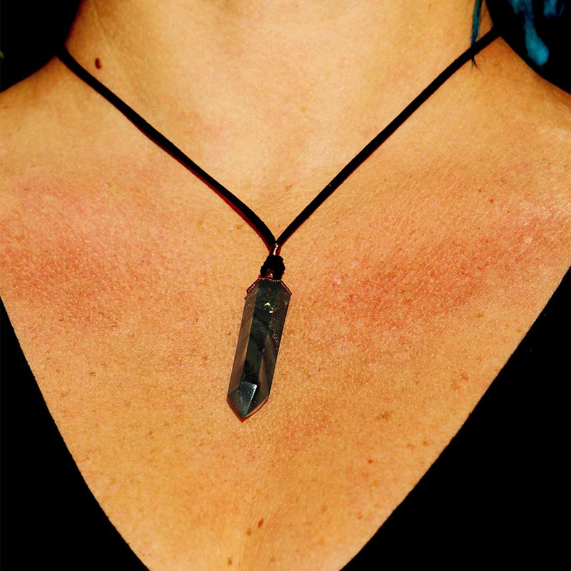 Elegant Bloodstone Crystal Necklace on a Model