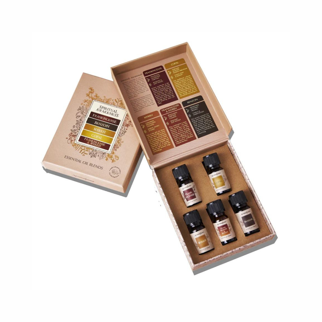 Aromafume diffuser blend set with seven bottles displayed in box