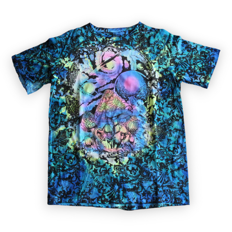 Men's cosmic mushroom galaxy tie dye shirt