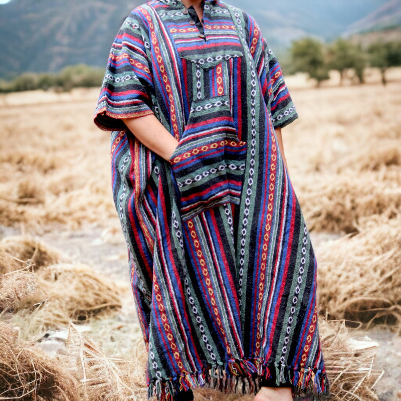 Multi Colour Full-Length Poncho
