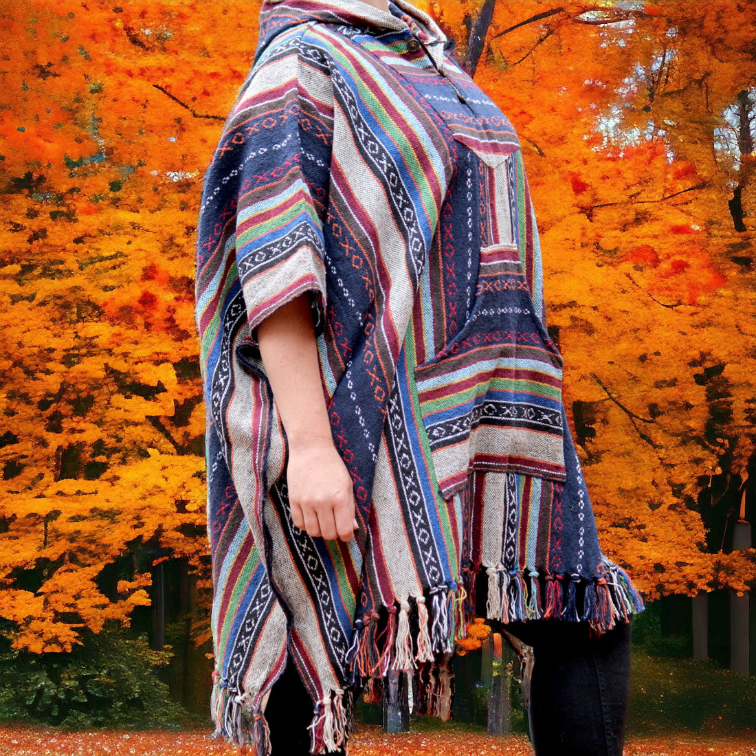Bohemian Autumn Mid-Length Poncho