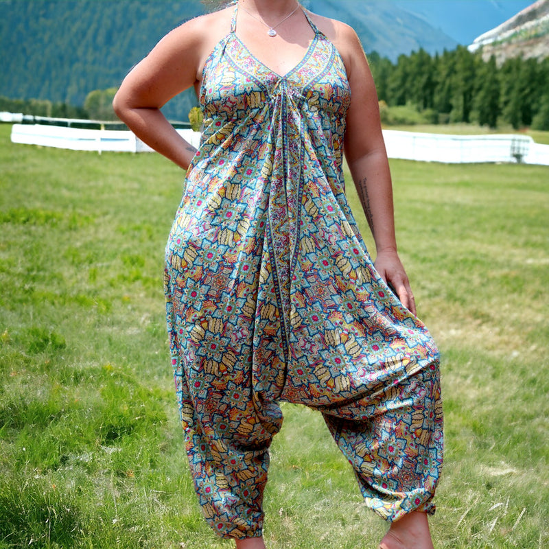 Summer Radiance Boho Jumpsuit, with thin straps