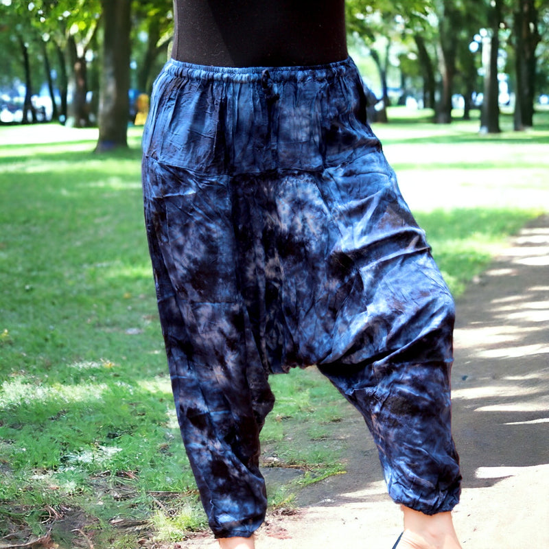 Midnight Waves - Boho Tie-Dye Harem Pants Midnight Waves Boho Tie-Dye Harem Pants: Secret Sense's Tranquil Elegance Fits sizes M to L with ease