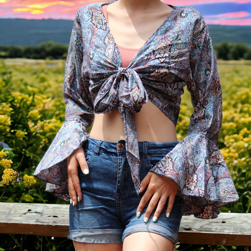 Serene Spirit Silk Wrap Shirt - Long Sleeve Serene Spirit Silk Wrap Shirt: Secret Sense's Tranquil Elegance Fits sizes S to M with ease