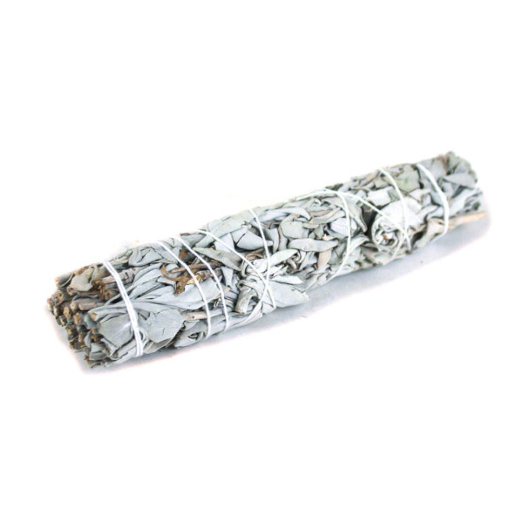 Large 22 cm white sage smudge stick bound with cotton twine