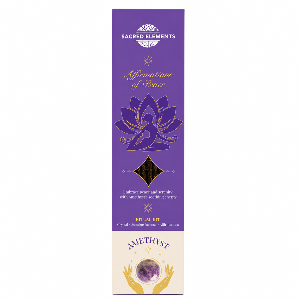 Sacred Elements Amethyst Peace Crystal Smudge Incense Kit