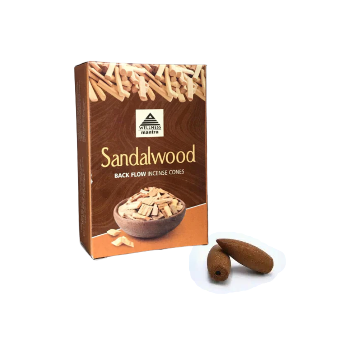 Wellness Mantra Sandalwood Backflow Incense Cones (10)