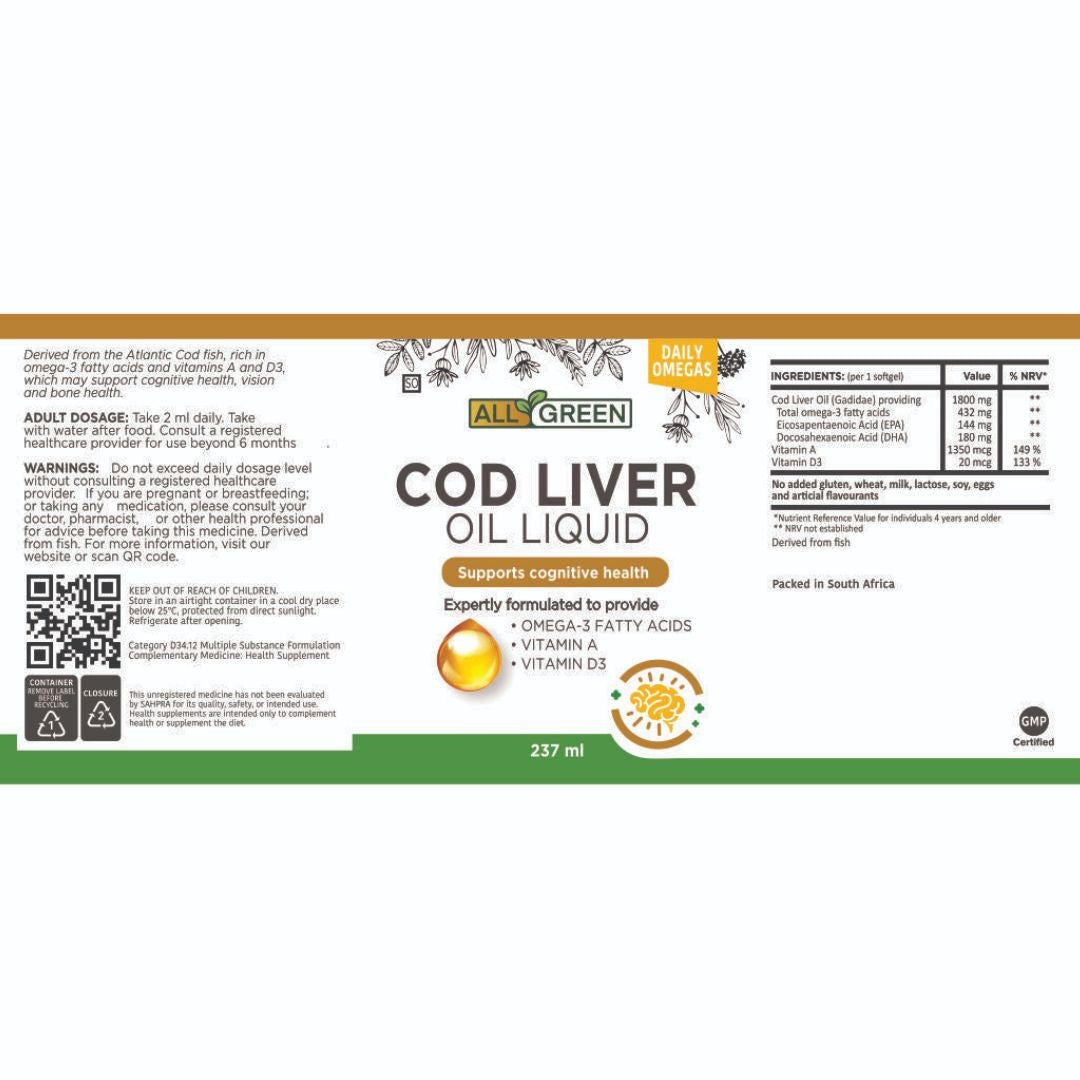 All Green Cod Liver Oil Liquid 237