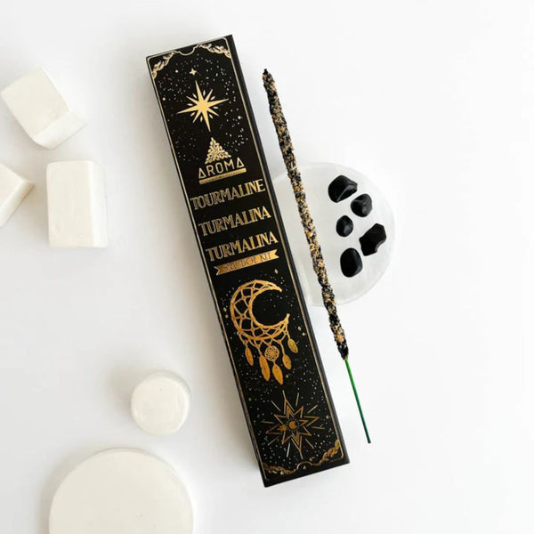 Aroma Crystal Scents - Tourmaline Incense Sticks with Crystals