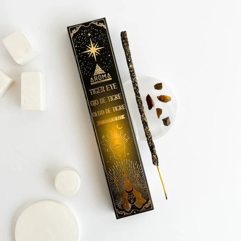 Aroma Crystal Scents - Tigers Eye Incense Sticks with Crystals