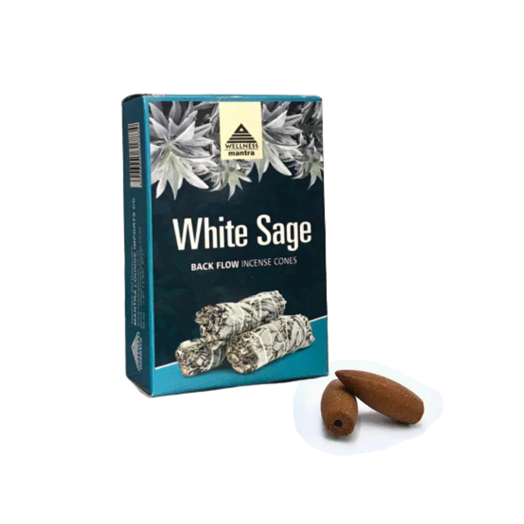 Wellness Mantra White Sage Backflow Incense Cones (10)