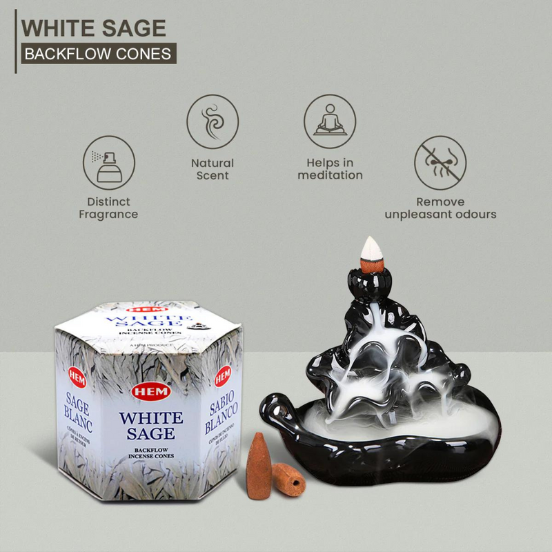 HEM White Sage Backflow Incense Cones
