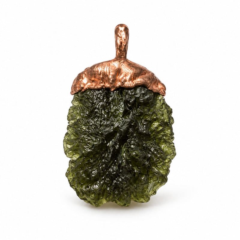 Authentic Moldavite Crystal Pendant 3.95g with Copper Cap – Spiritual Awakening Stone