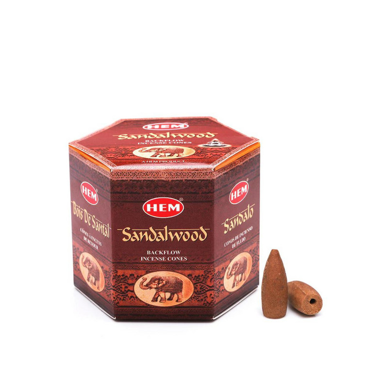 HEM Sandalwood Backflow Incense Cones (40 Pack)