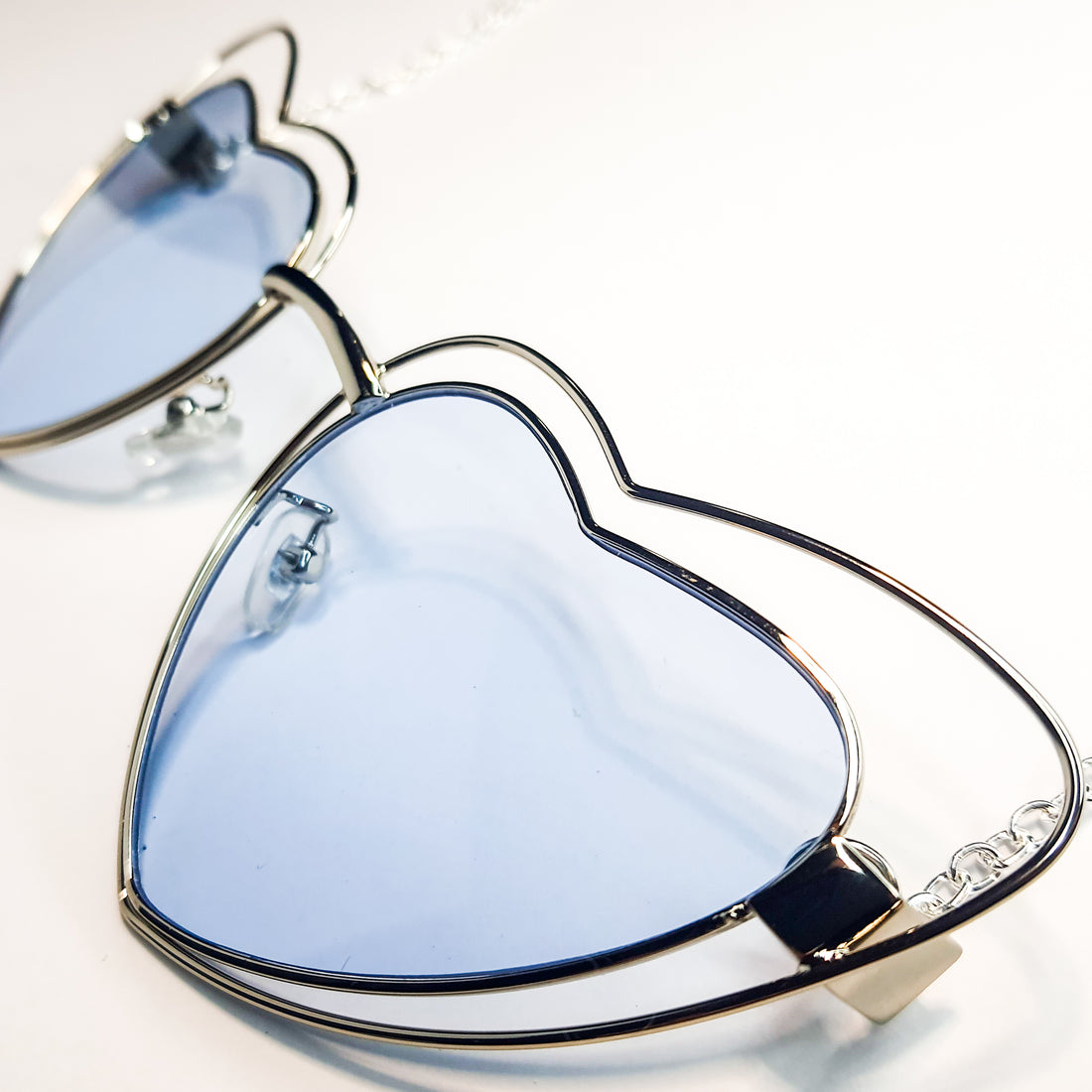 Blue Heart Festival Sunglasses - Silver