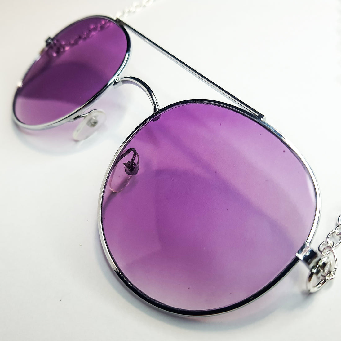 Round Purple Festival Sunglasses - Silver