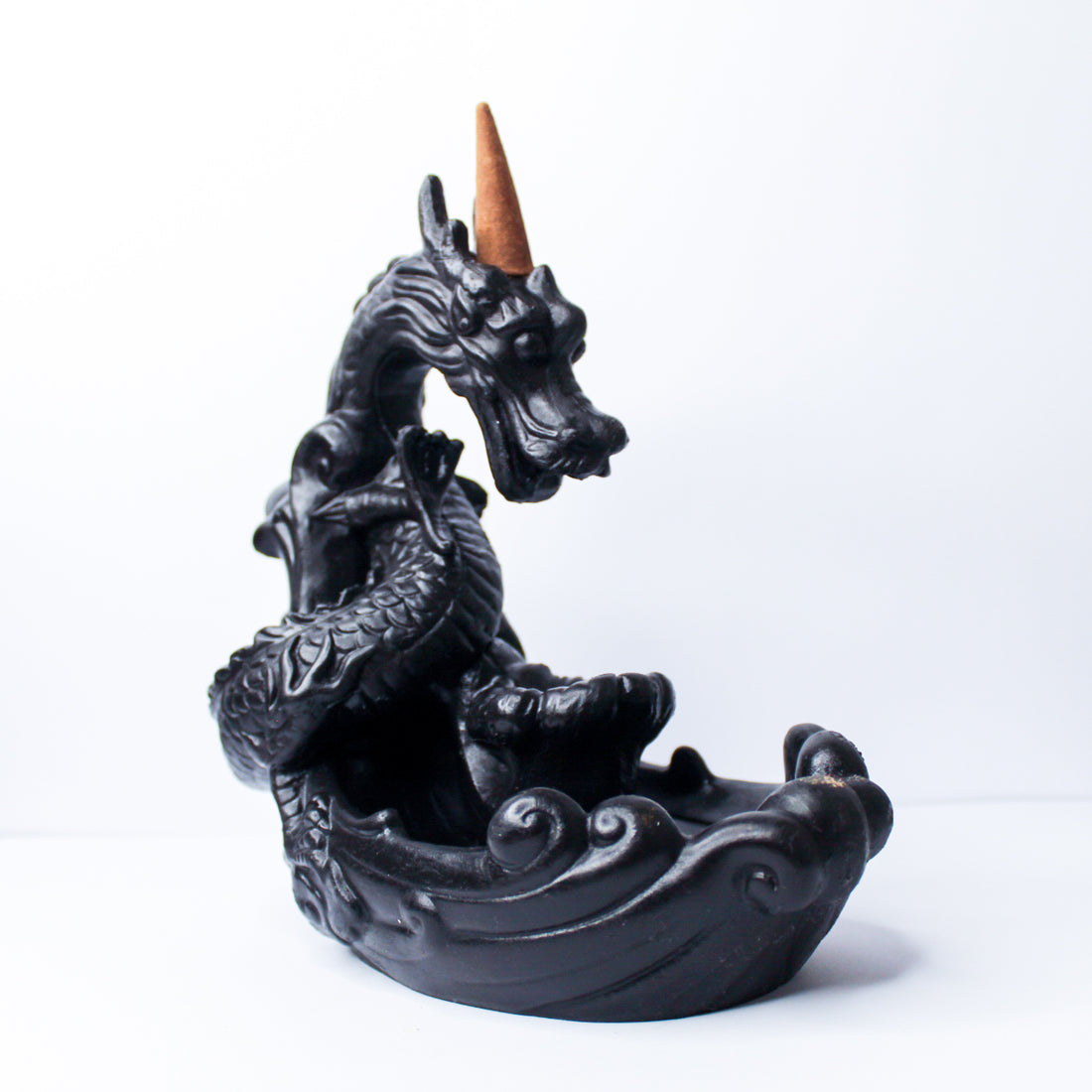 Dragon Backflow Incense Burner - mystical dragon surrounded by cascading smoke