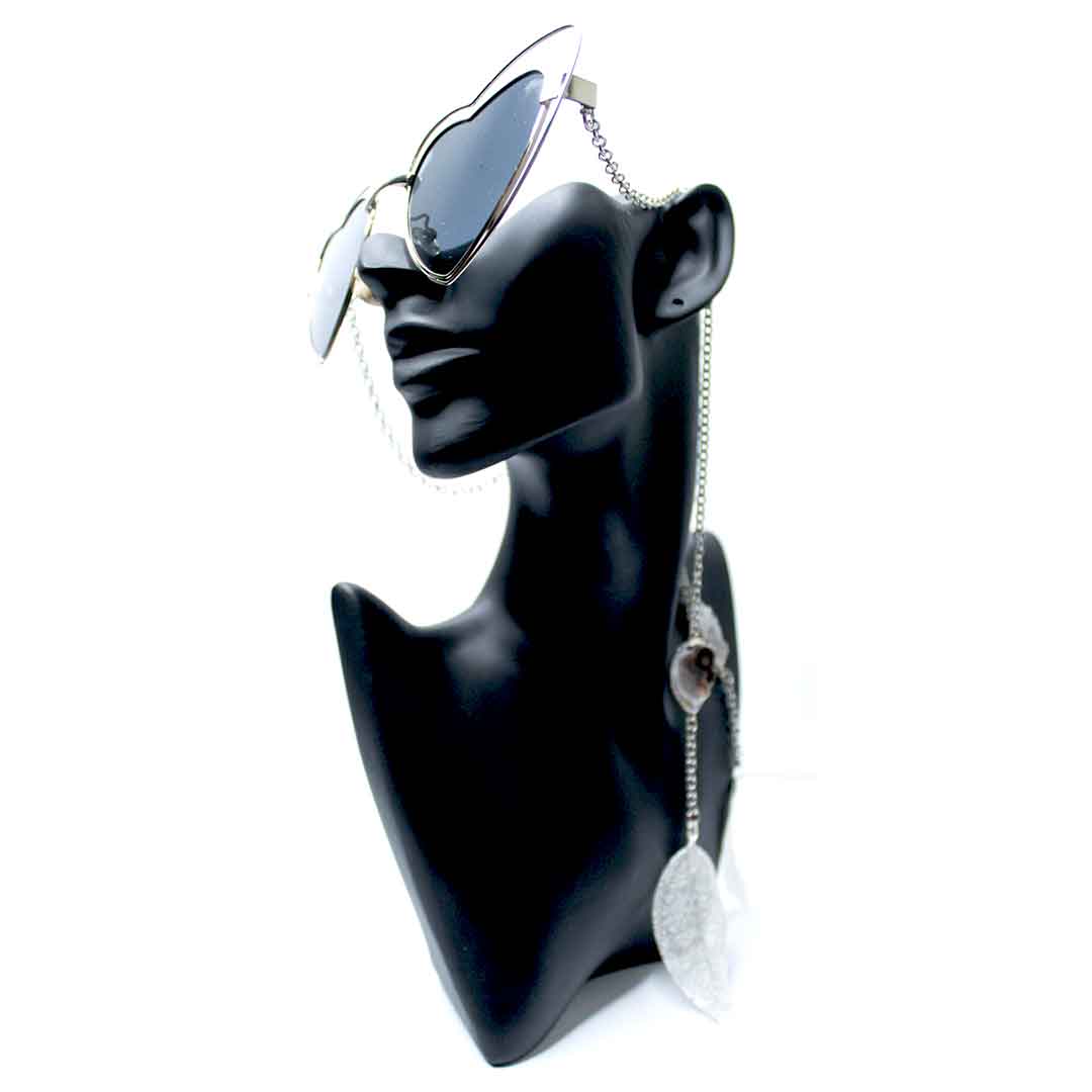 Black Silver Heart Festival Sunglasses