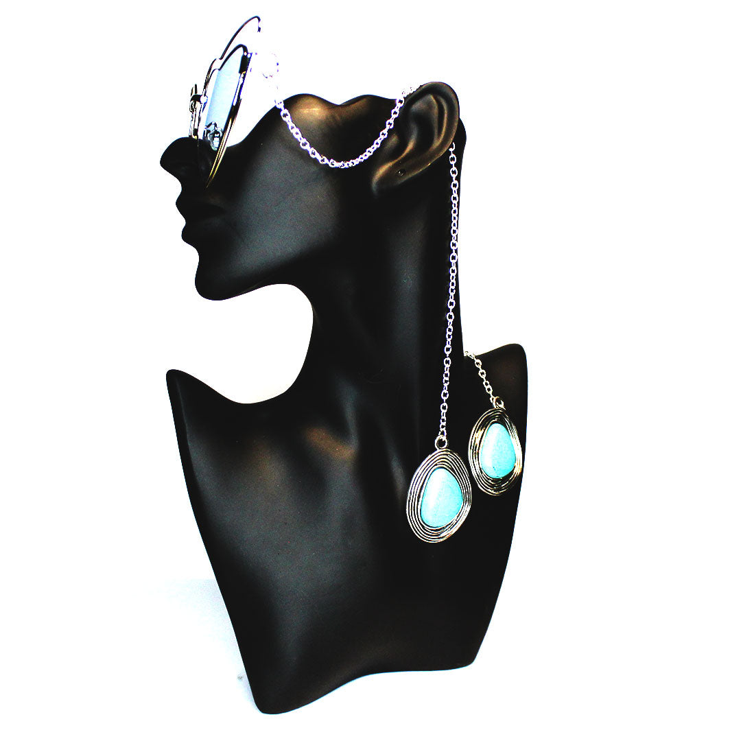 Blue Heart Festival Sunglasses - Silver