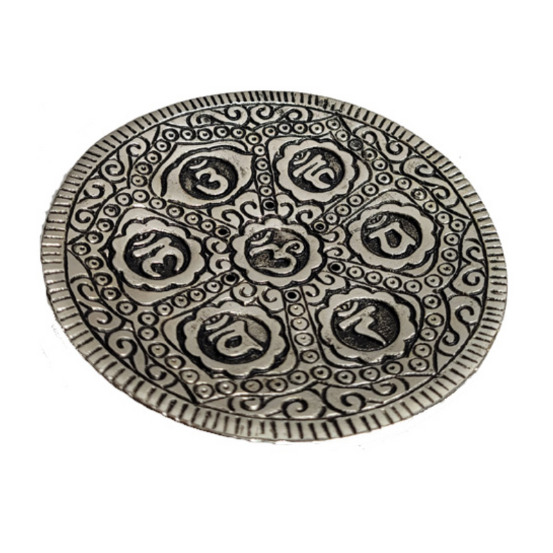 Round Aluminium 7 Chakra Incense Holder 10.5cm