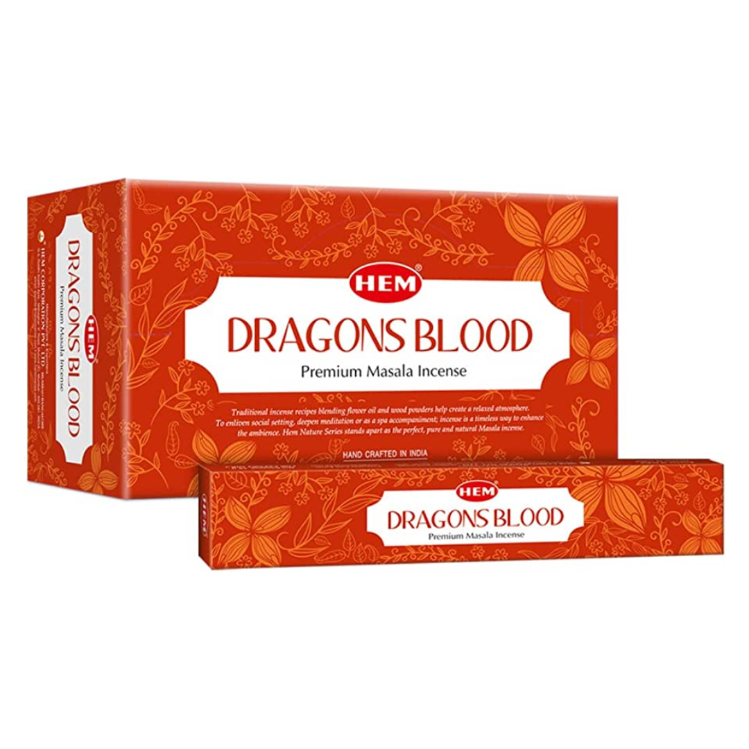 HEM Dragon's Blood Masala Incense Sticks for spiritual tranquility and meditation