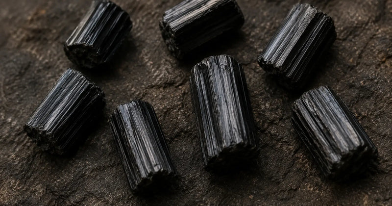 Raw black tourmaline schorl crystals on natural earth surface for activation ritual Secret Sense South Africa