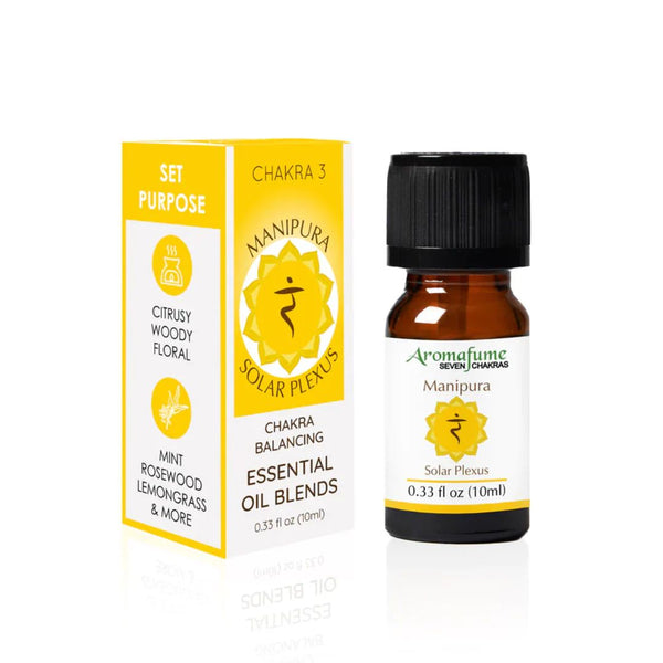 Amber bottle of Aromafume Manipura chakra diffuser oil