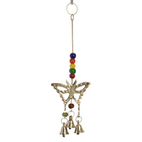 Hanging Windchime: Brass Butterfly with Chakra Beads