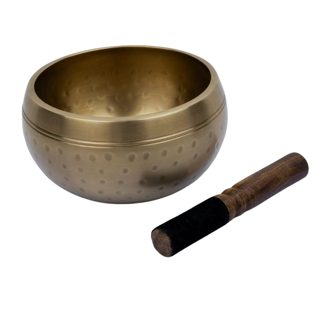 11cm brass hammered singing bowl, meditation bowl with stick, sound healing instrument South Africa, spiritual altar accessory