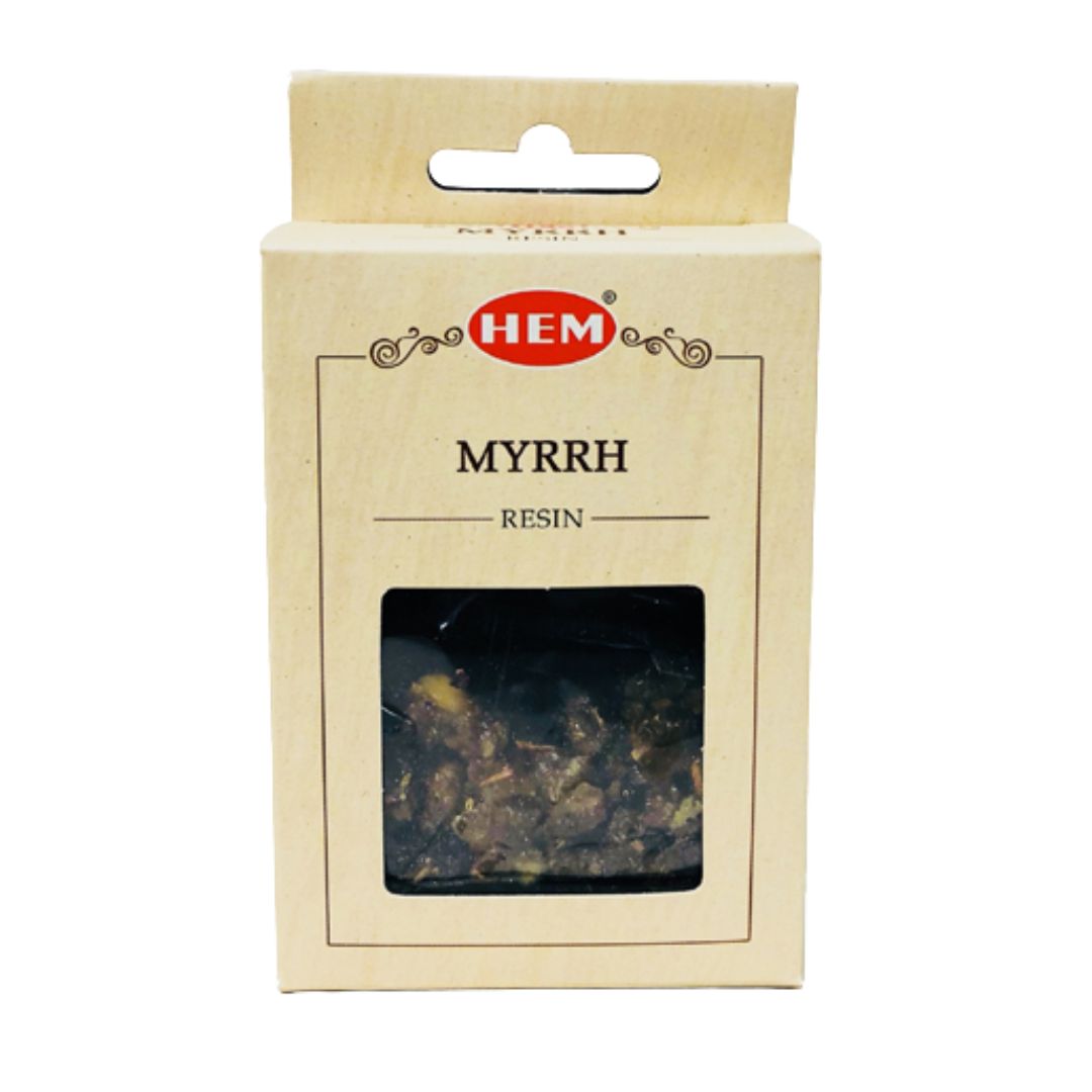 HEM Myrrh resin packaging on a white background