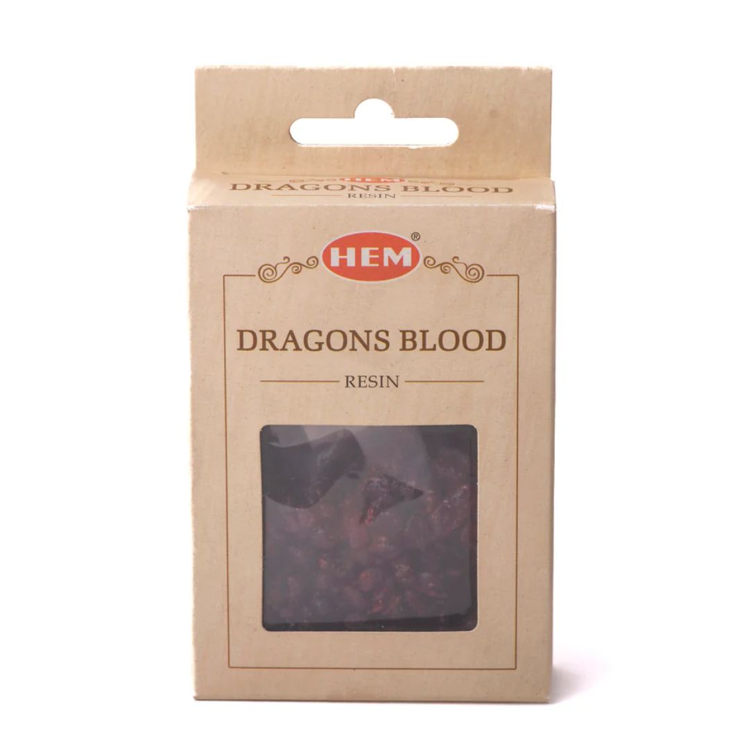 HEM Dragons Blood resin packaging on a white background