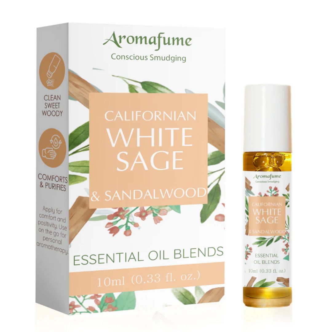 Aromafume White Sage & Sandalwood roll‑on oil bottle
