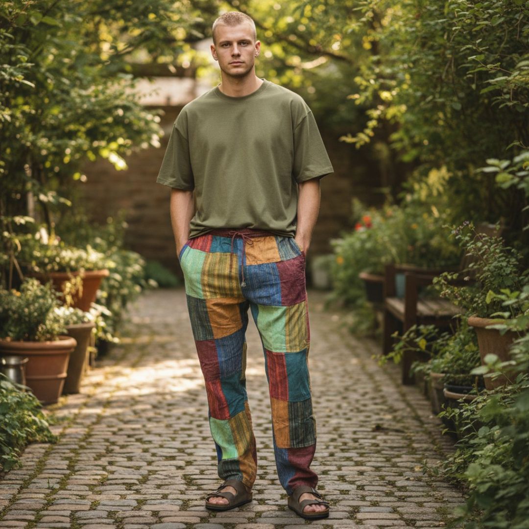 Nomad Spirit Boho Patchwork Gheri Pants (100% Cotton Hippie Pants)