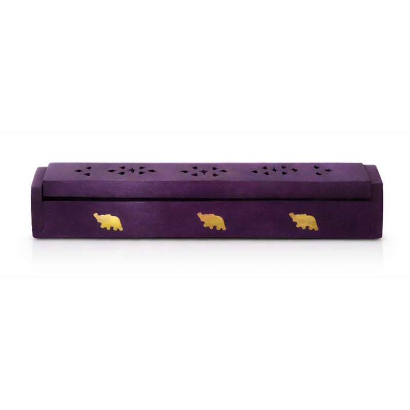 Purple Elephant Ash Catcher Box – Wooden Incense Holder