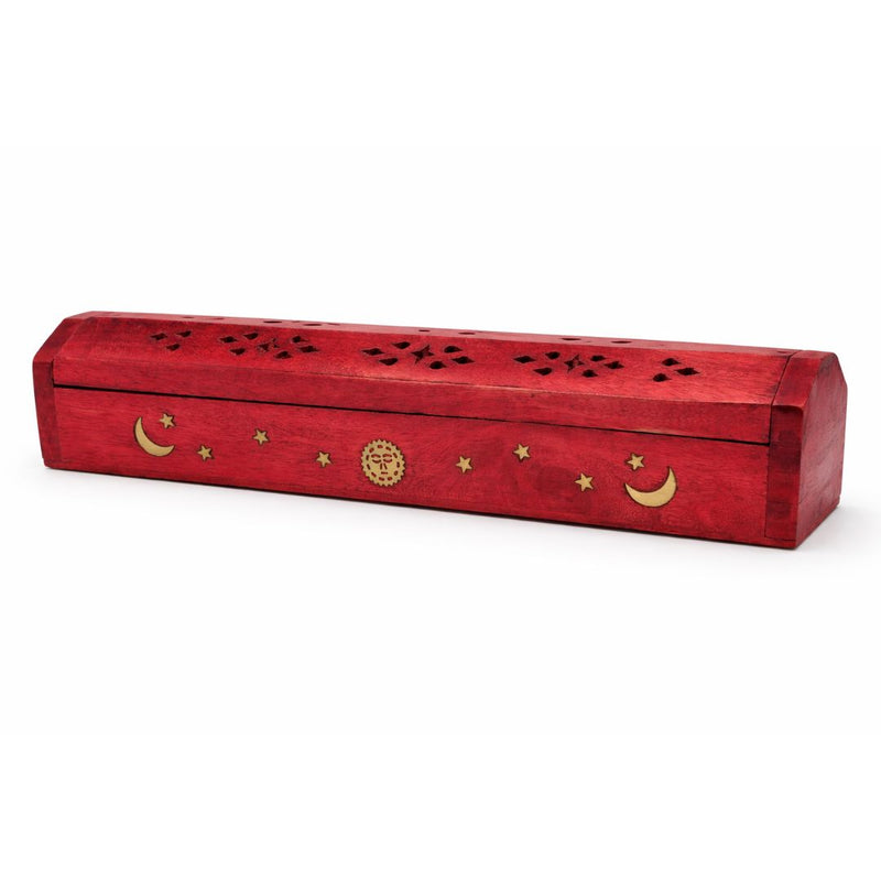 Red Moon and Sun Ash Catcher Box – Wooden Incense Holder
