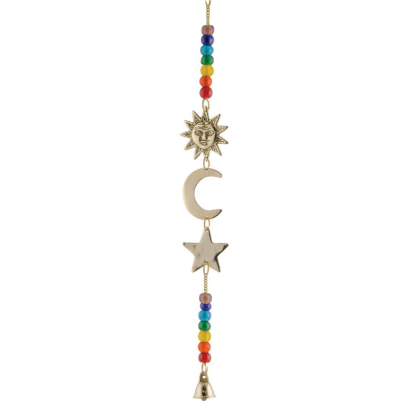 Hanging Windchimes: Sun, Moon & Star with Chakra Beads