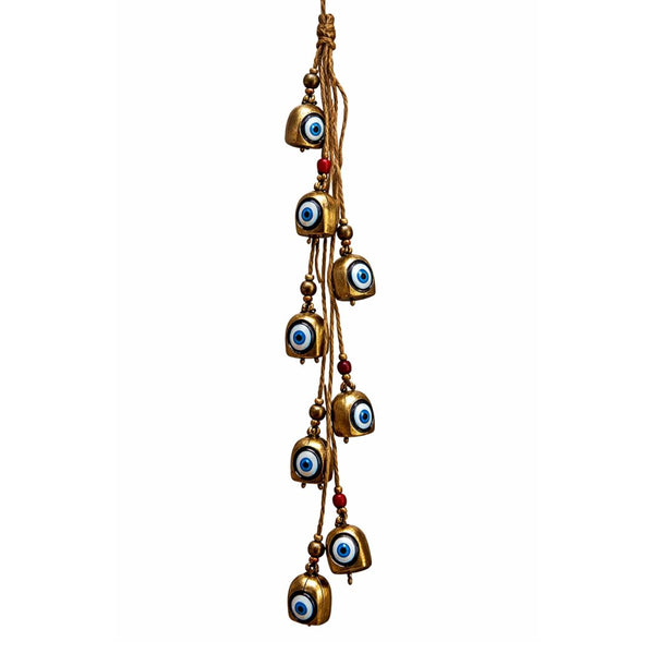 Hanging Metal Turkish Eye Bells on Rope