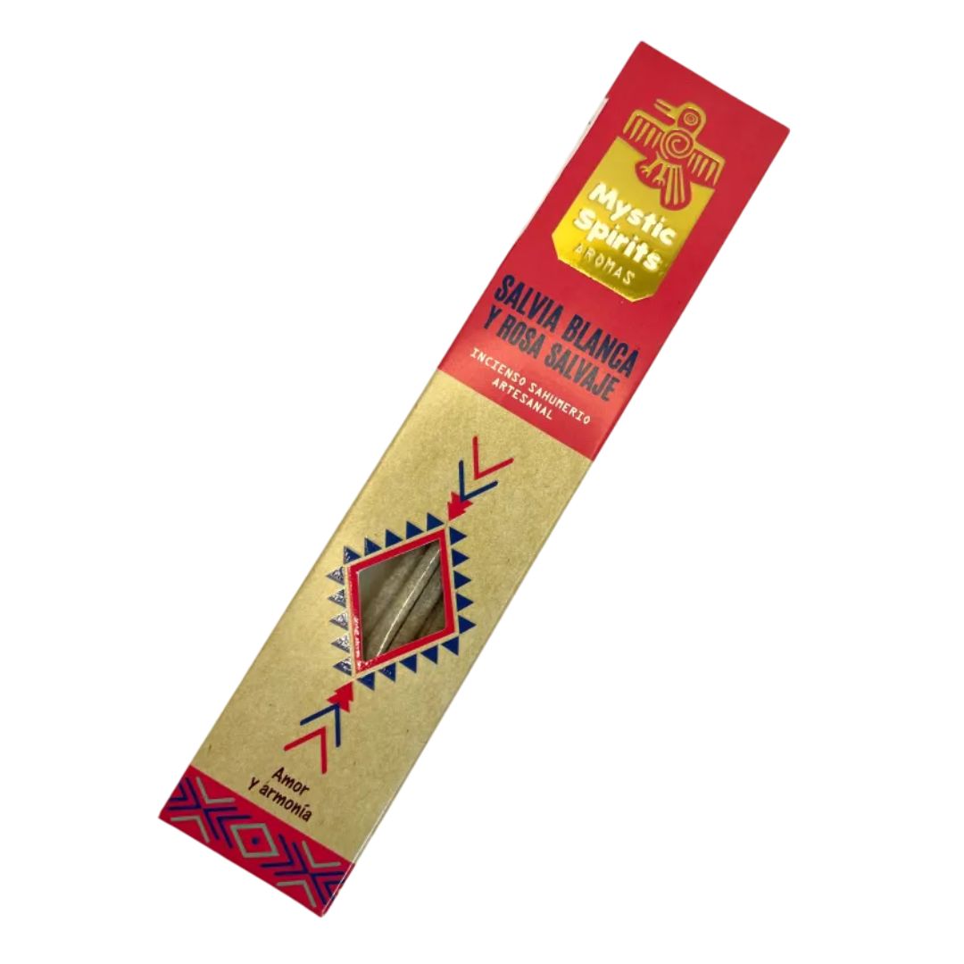 Pack of Mystic Spirits white sage and wild rose incense sticks